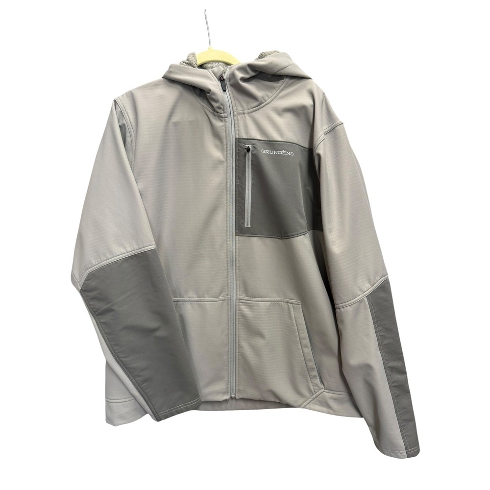Grundens Full Zip Hooded Jacket Mens 2XL Grey Fleece Lined Soft Shell 119496 - Picture 3 of 16